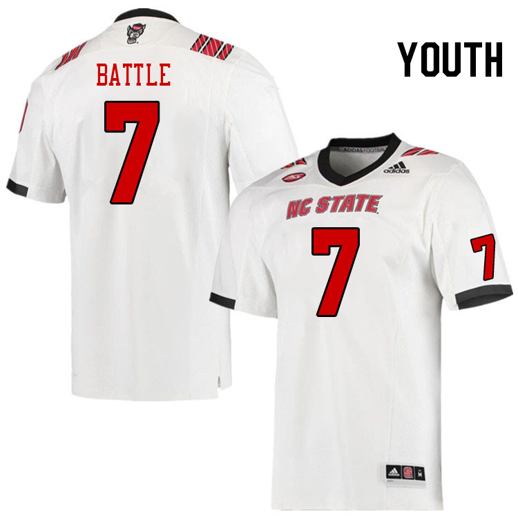 Youth #7 Shyheim Battle North Carolina State Wolfpacks College Football Jerseys Stitched-White